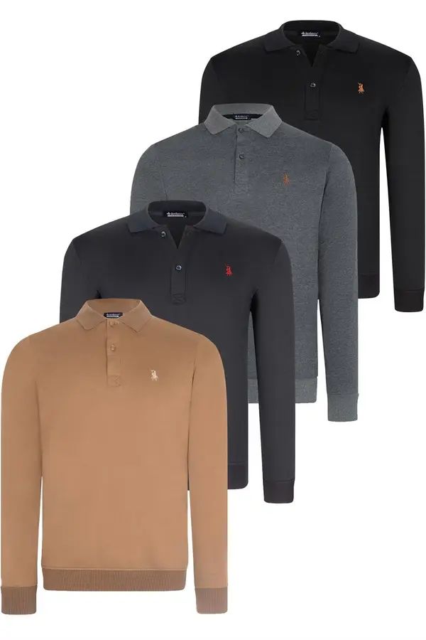 dewberry QUADRUPLE SET V4007 DEWBERRY MEN'S SWEATSHIRT-BLACK-NAVY-ANTHRACITE-CAMEL