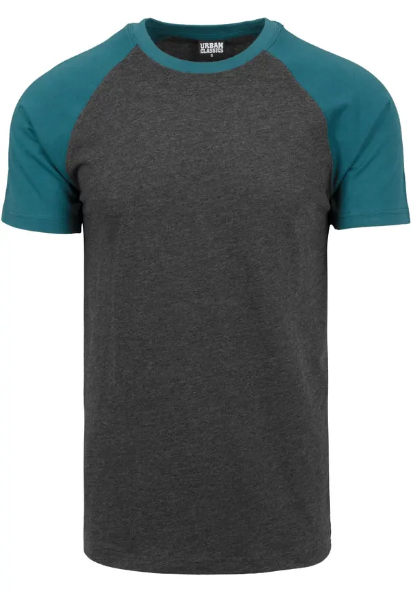 Urban Classics Raglan Contrast Tee charcoal/green-green
