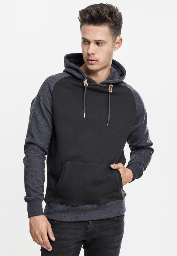 Urban Classics Raglan contrasting hoodie blk/cha