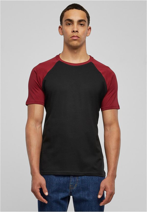 Urban Classics Raglan contrasting t-shirt blk/burgundy