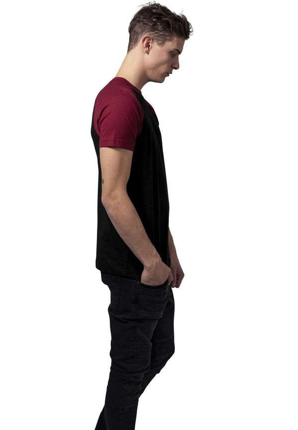 Urban Classics Raglan contrasting t-shirt blk/burgundy