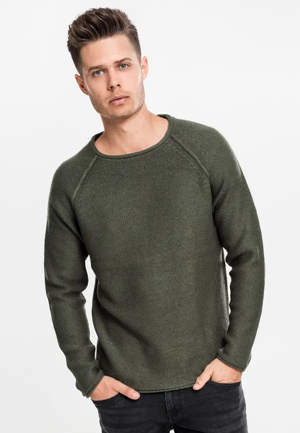 Urban Classics Raglan sweater with a wide neckline olive