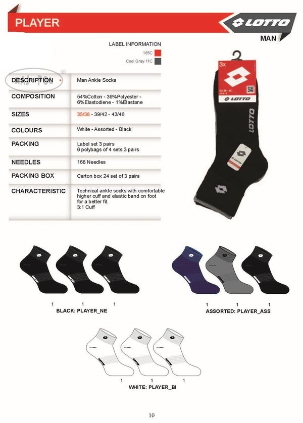 Raj-Pol Raj-Pol Man's 3Pack Socks M Lotto Player NE