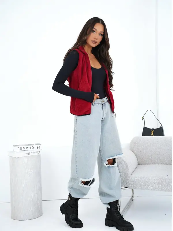 Factory Price Rdeč brezrokavnik s kapuco