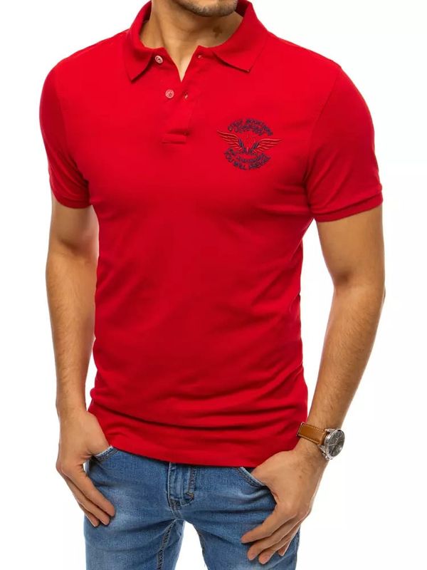 DStreet Rdeča moška polo majica z vezeninami Dstreet