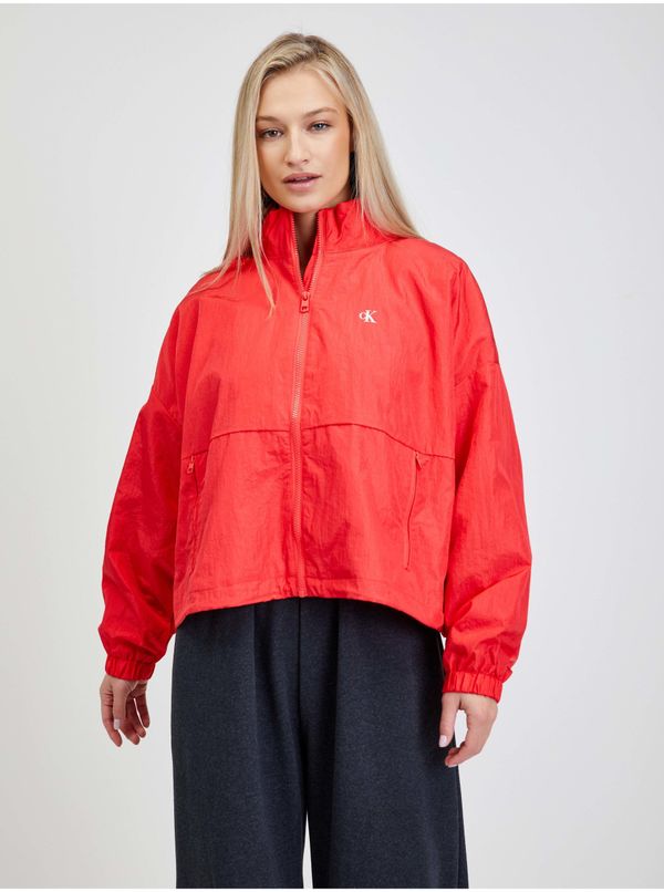 Calvin Klein Rdeča ženska ohlapna jakna s Calvin Klein Jeans Prints - ženske