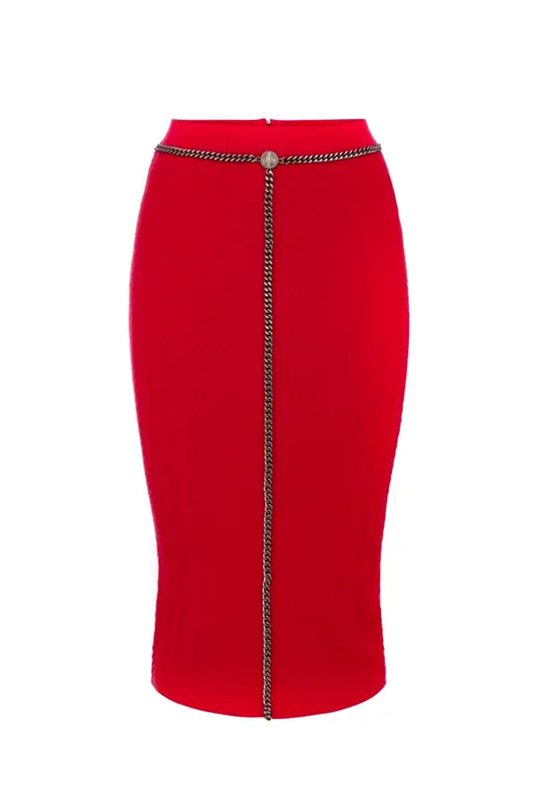 Elisabetta Franchi Rdeče oprijeto krilo z zadrgo spredaj