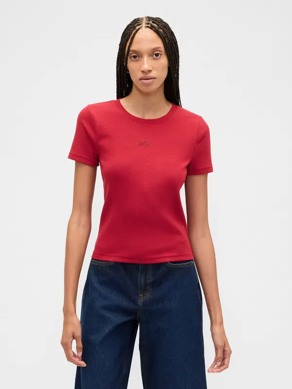 GAP Rebrasta majica s kratkimi rokavi GAP z logotipom