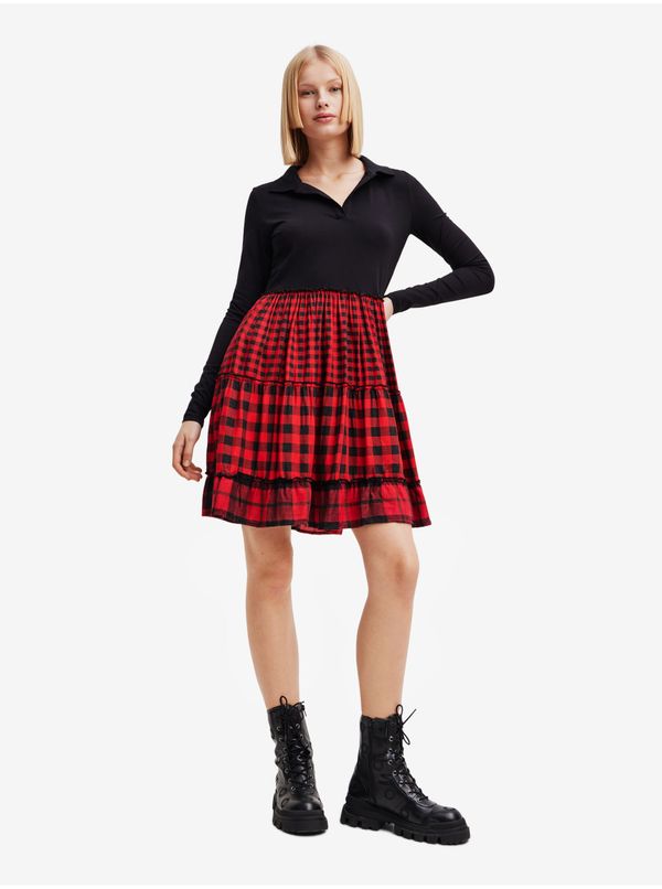 DESIGUAL Red and Black Checkered Dress Desigual Harryst - Ladies