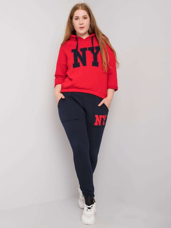 Fashionhunters Red and dark blue trouser set