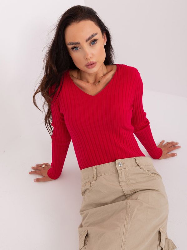 Fashionhunters Red Classic Striped Sweater