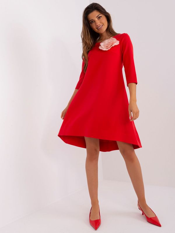 Fashionhunters Red cocktail dress with flower