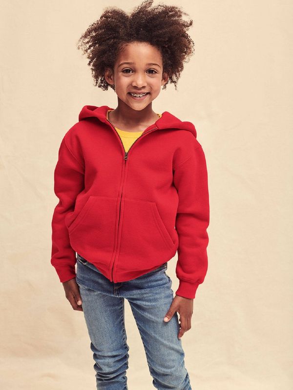 Fruit of the Loom Red Kids Hoodie Zip Through Hooded Sweat Fruit of the Loom