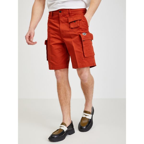 Diesel Red Mens Shorts with Diesel Pockets - Men