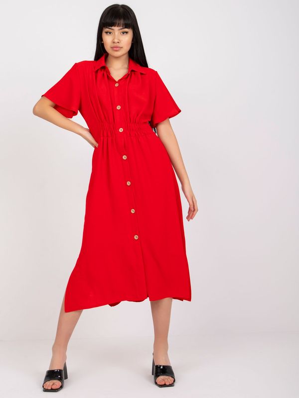 Fashionhunters Red midi dress RUE PARIS