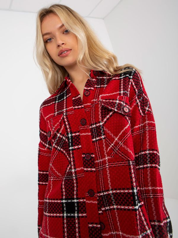 Fashionhunters Red plaid shirt with pockets