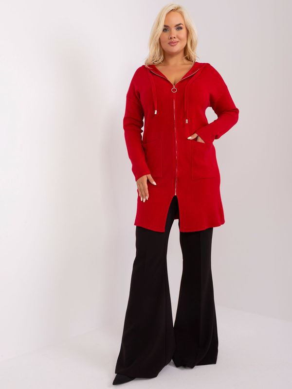 Fashionhunters Red plus size cardigan with viscose