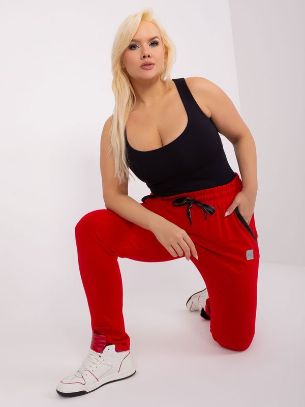 Fashionhunters Red plus size sweatpants with ties