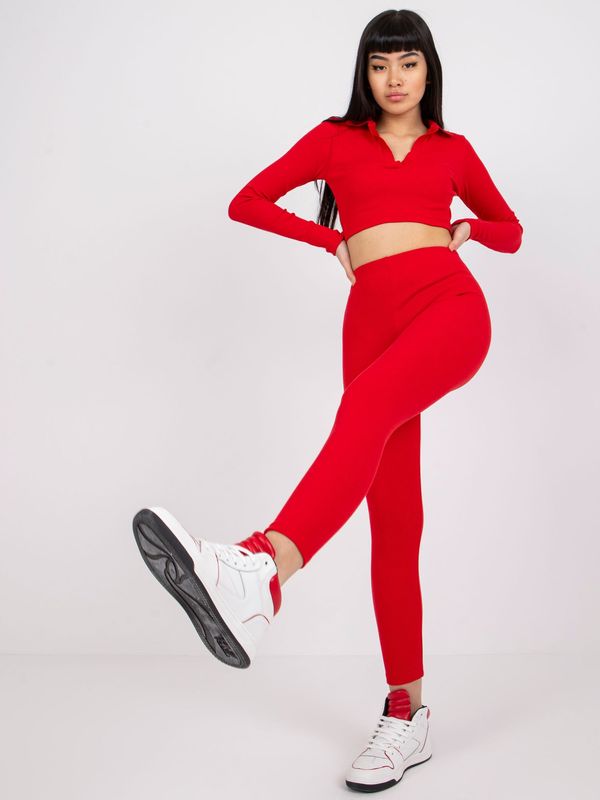 Fashionhunters Red ribbed leggings Caviana RUE PARIS