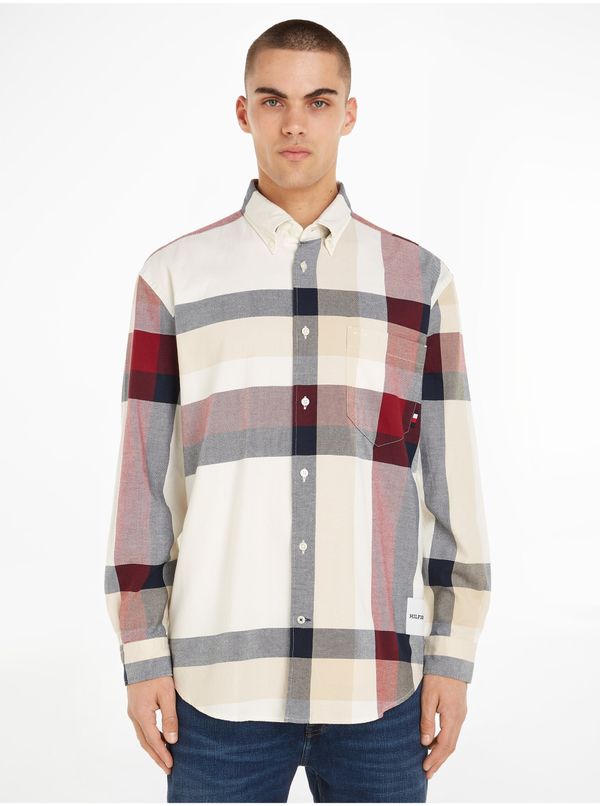 Tommy Hilfiger Red-white Mens Checkered Shirt Tommy Hilfiger - Men