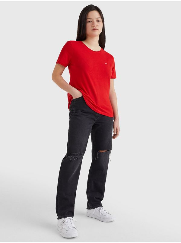 Tommy Hilfiger Red Womens Basic T-Shirt Tommy Jeans - Women