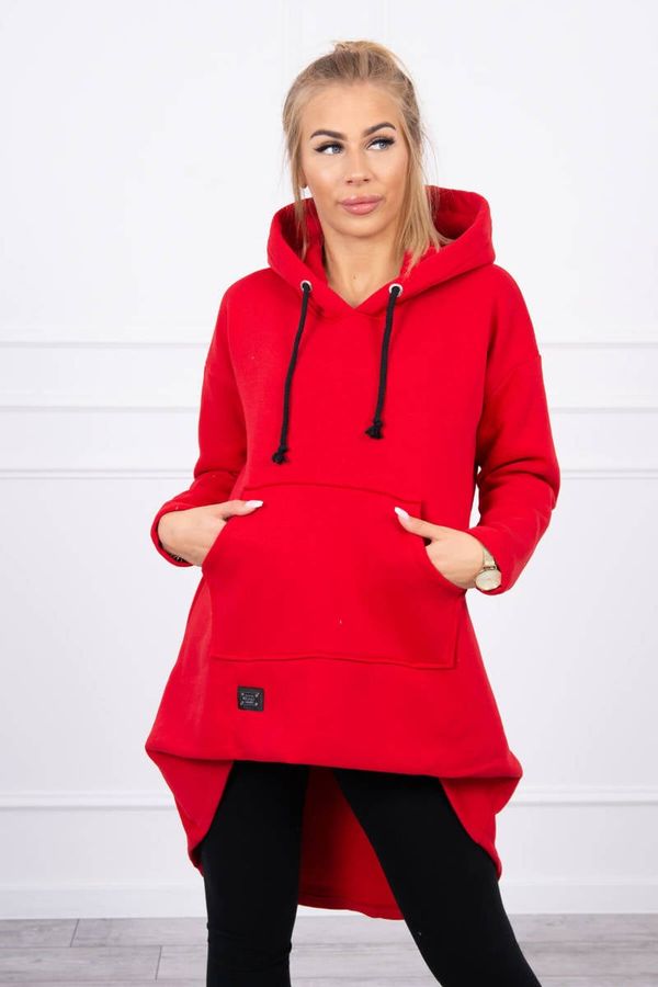 Kesi Reinforced sweatshirt with a long back and hood in red