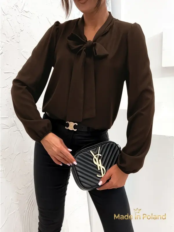 Resti Resti Athena Dark Brown Blouse with Collar