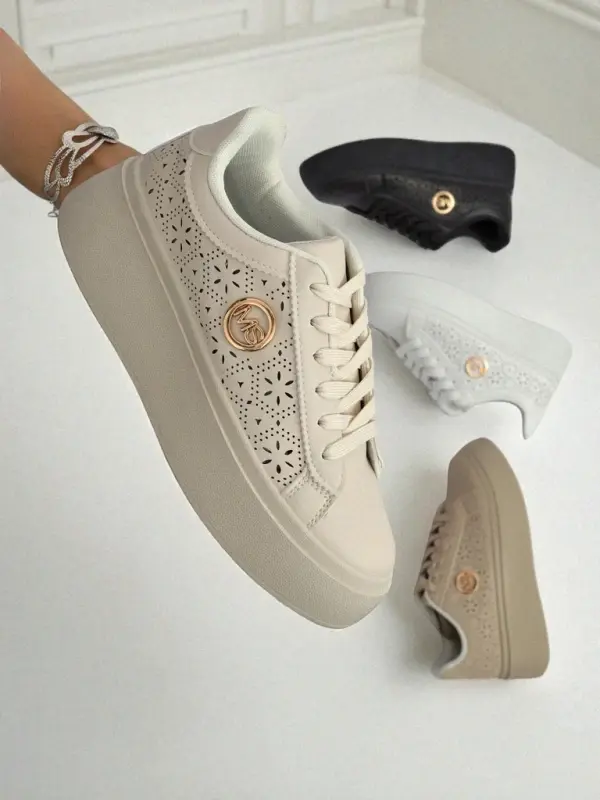 Resti Resti Aurelia Beige Platform Sneakers Eco Leather