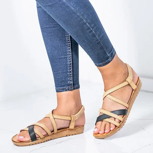 Resti Resti Beige - black sandals with Zsofia elastic - Footwear 1