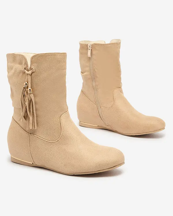 Resti Resti Beige eco-suede boots with a hidden anchor Lovely