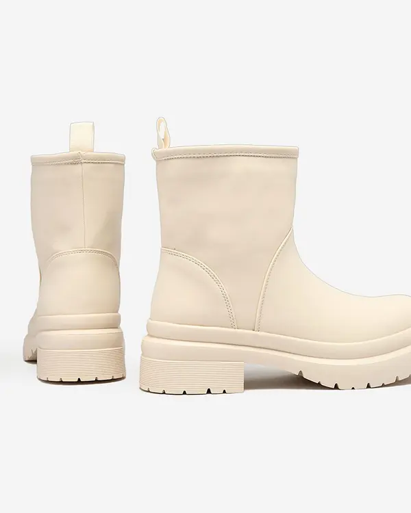 Resti Resti Beige matte women's boots with thicker sole Holeopi