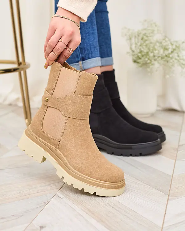 Resti Resti Beige women's boots with decorative strap Doasa