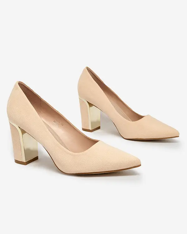 Resti Resti Beige women's eco suede post pumps Afrogosa