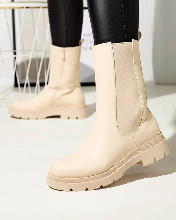 Resti Resti Beige women's high boots with flat heel Vedesa