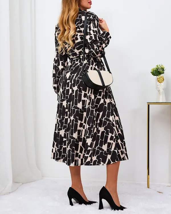 Resti Resti Black and beige patterned women's maxi dress