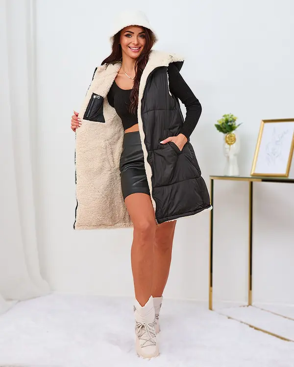 Resti Resti Black and cream long double-sided women's vest