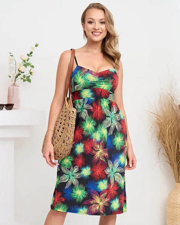 Resti Resti Black and green women's dress with print- Clothing