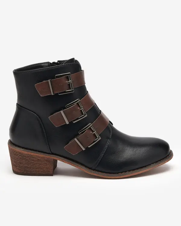 Resti Resti Black ankle boots on a low post Asteria - Footwear
