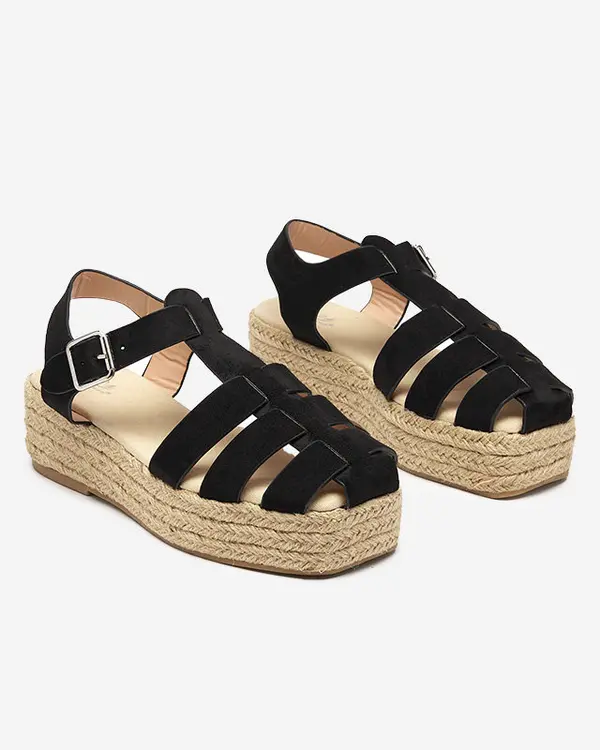 Resti Resti Black eco-suede women's sandals on the Keniso platform - Footwear