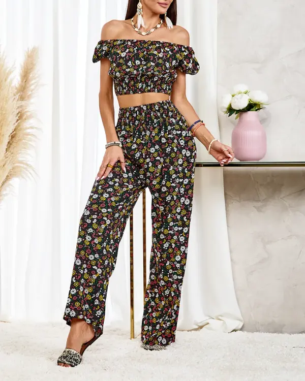 Resti Resti Black two-piece women's floral set