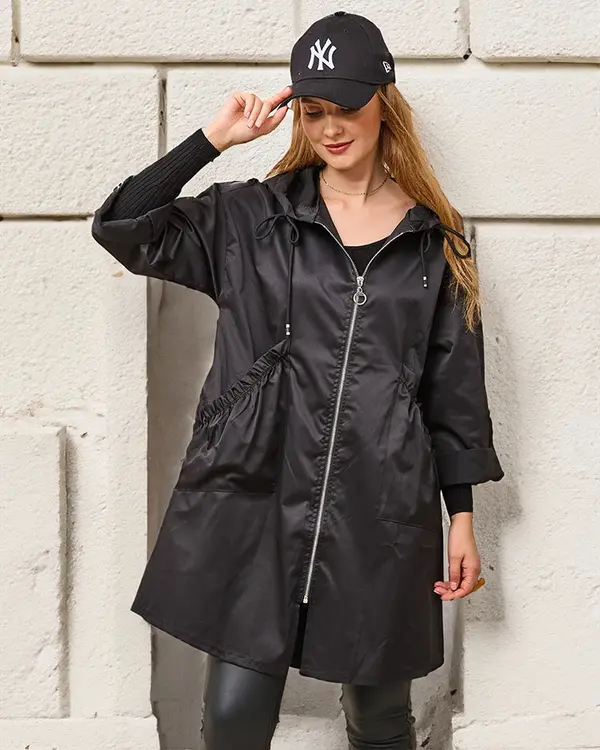 Resti Resti Black women's coat jacket with hood- Clothing