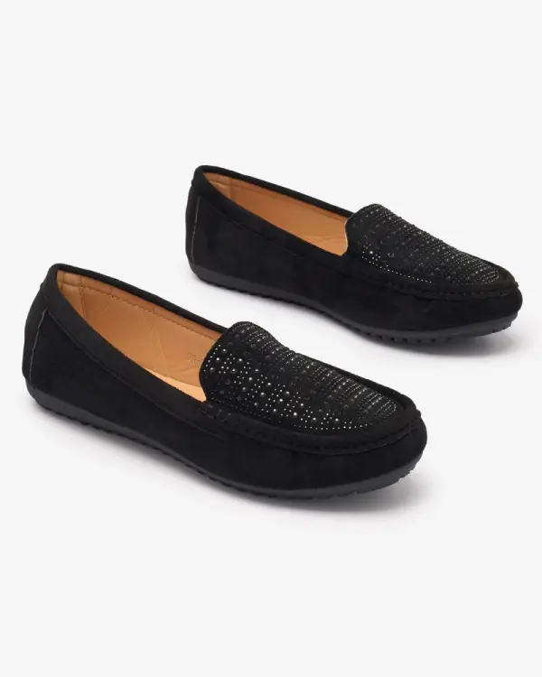 Resti Resti Black women's moccasins with zircons Bretika - Footwear
