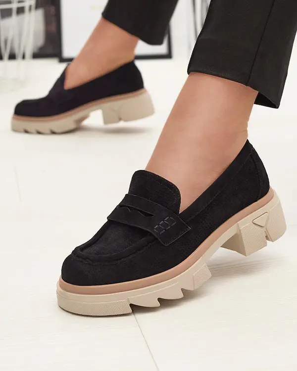 Resti Resti Black women's openwork moccasins on a solid sole Ejina - Footwear