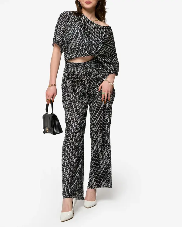 Resti Resti Black women's patterned pleated set - Clothing