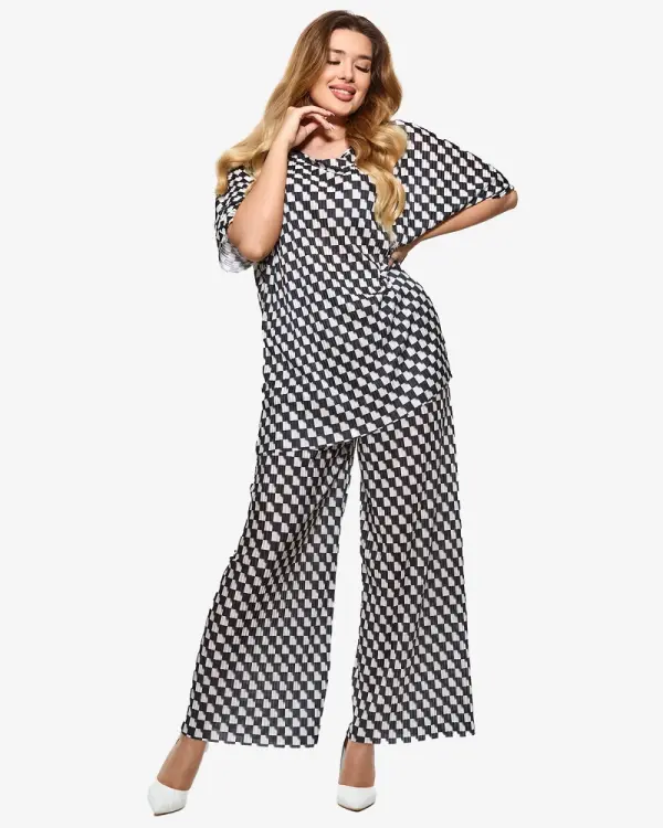 Resti Resti Black women's pleated patterned set - Clothing