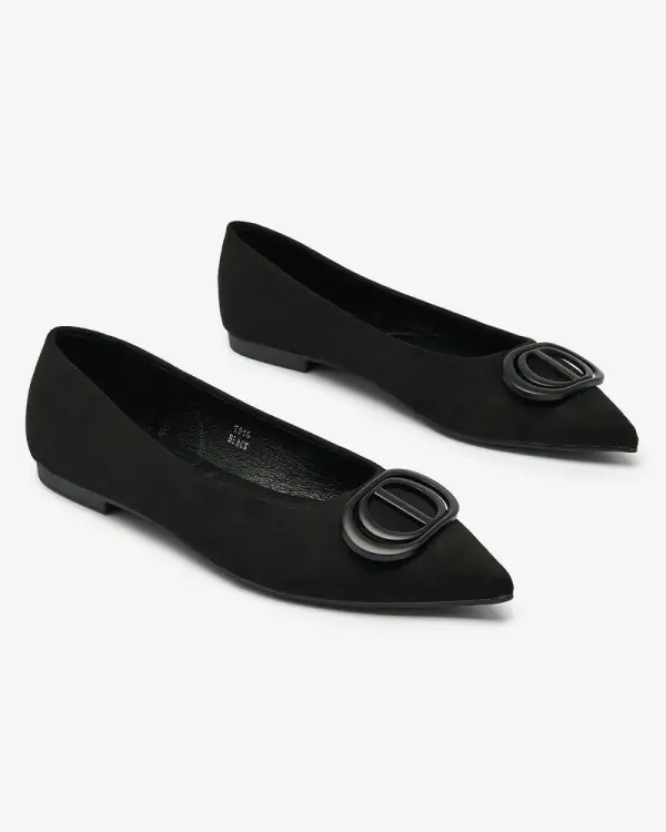 Resti Resti Black women's pointed-toe ballerinas with embellishment on the nose Tidita