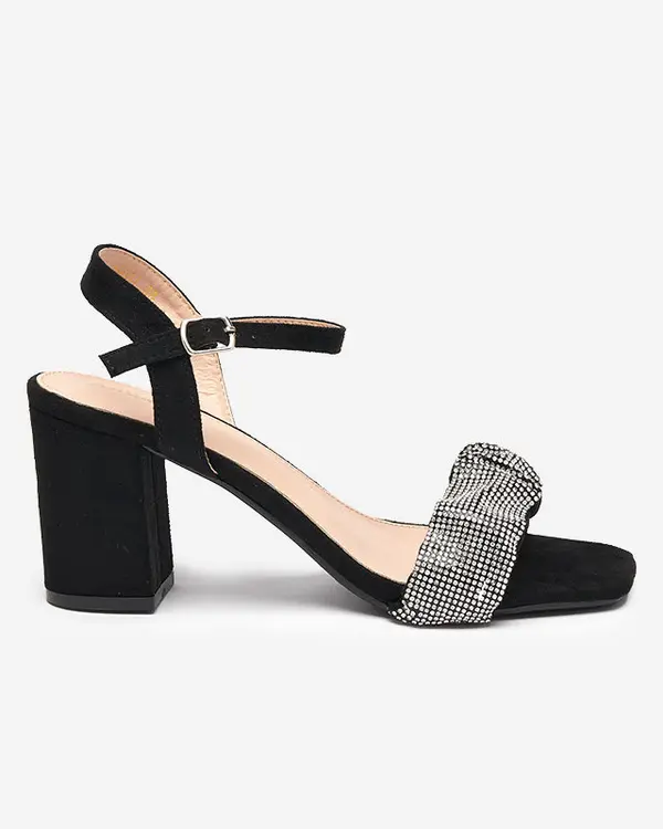 Resti Resti Black women's sandals on a post with cubic zirconias Trieste - Footwear