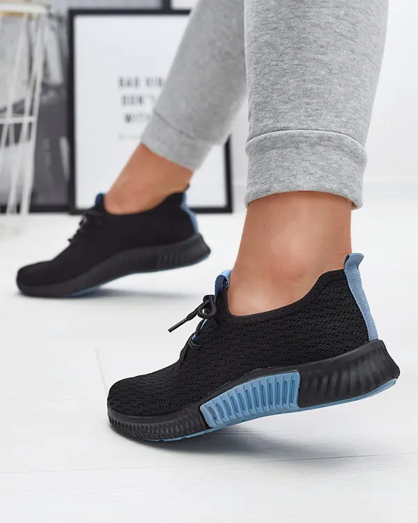 Resti Resti Black women's sports shoes with blue inserts Keteti - Footwear