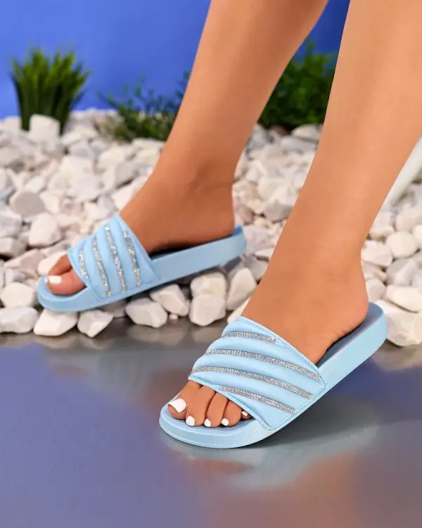 Resti Resti Blue women's flip-flops with zircons Erikis - Footwear