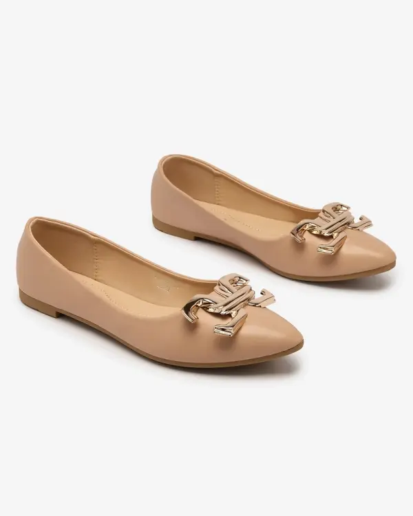 Resti Resti Bright pink women's ballerinas pointed toe with embellishment on the nose Figgda